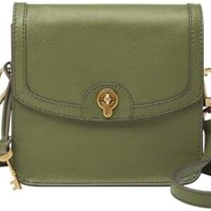 Fossil Ainsley Small Turn-Lock Flap Crossbody Bag in Green Moss Retails 195